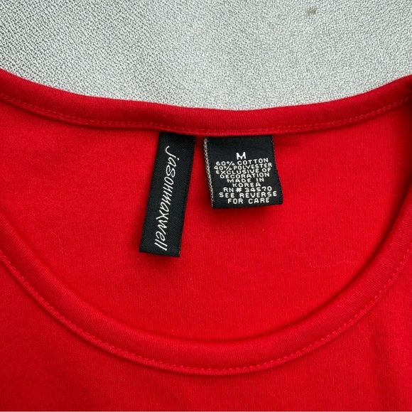 Jason Maxwell Women's Red Tank Top Embroidered Zebras Cotton Polyester Medium - Picture 3 of 4